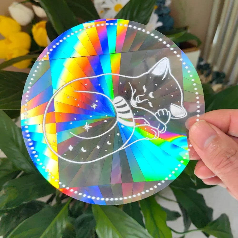 Sleepy Cat suncatcher sticker