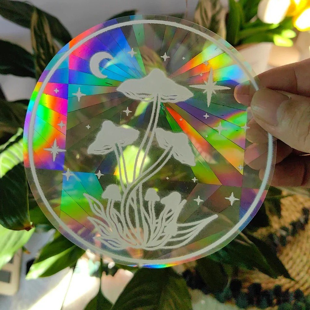 Mushroom Moon suncatcher sticker